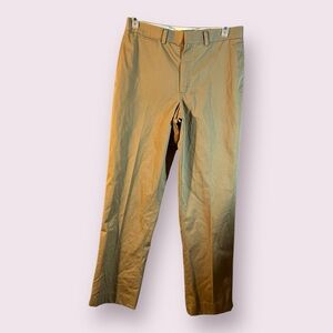LLBean Men's Tan Flat Front Trouser Size 33x32 Khaki